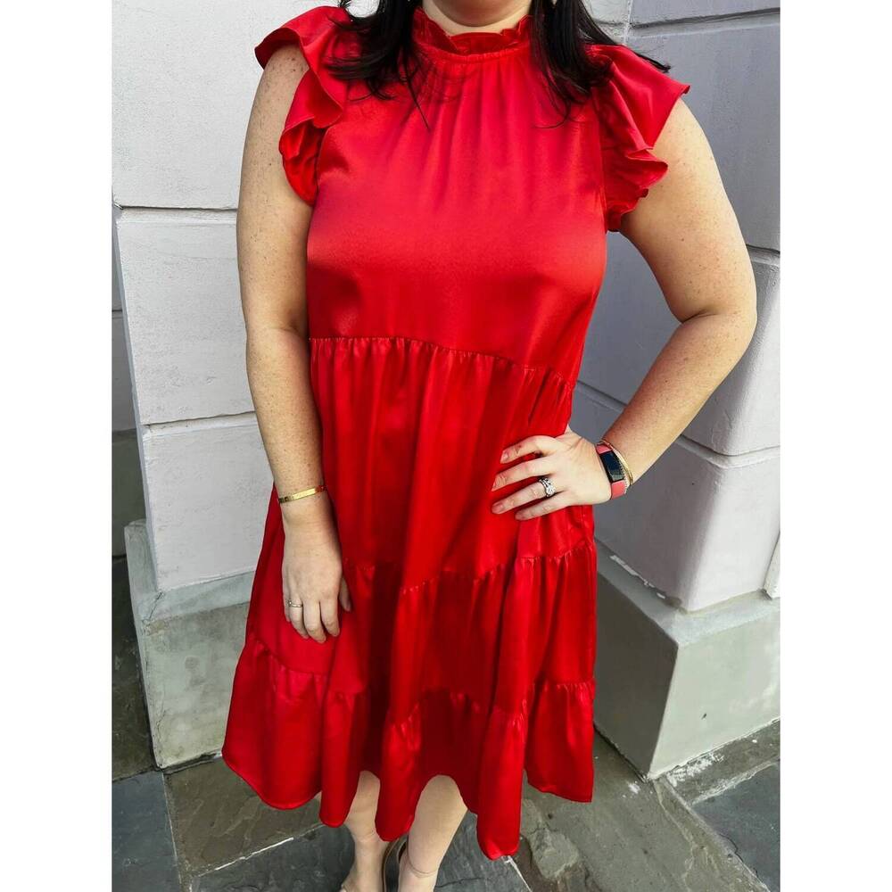 NEW PINCH tiered maxi dress in red